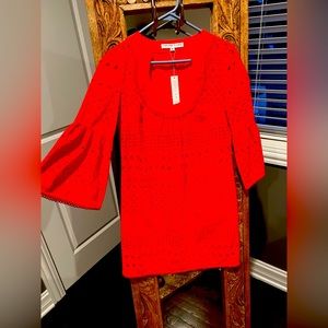 NWT!! Trina Turk Beautiful Orange Cotton Eyelet Dress. Size 2.